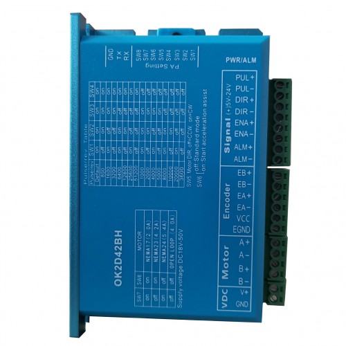 Nema 17, 23, 24 Closed Loop Stepper Driver OK2D42BH 0-5.6A 18-70VDC