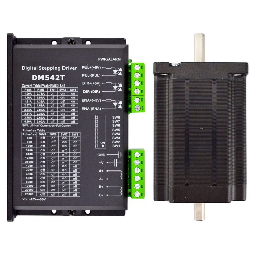 Nema 24 Stepper Motor Kit 1-DM542T-24HS34 with 3.1Nm Stepper Motor & DM542T Stepper Driver