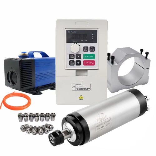 2.2KW VFD Spindle Kit OSP001699 Indc. Water Cooled Spindle Motor + VFD + Water Pump + 13Pcs ER20 Collet + Bracket