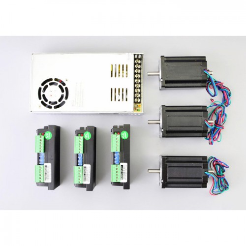 3 Axis CNC Stepper Motor Kit with 3.0Nm Nema 23 Stepper Motor & Driver & Power Supply-Update