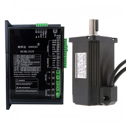 48V 300W Brushless DC Motor & BLDC Driver Kit OK60BLS108-430-30J5+OK3BL30ZR 3 Phase 95.55Ncm 3000RPM