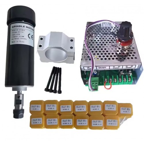500W 110V/220V Air Cooled Spindle Motor Kit Indc. Power Supply With Speed Governor & 13Pcs ER11 Collet