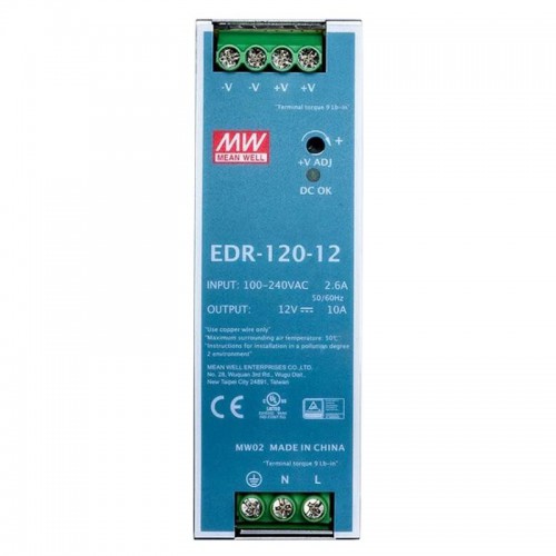 MeanWell EDR-120-12 DIN Rail SMPS Power Supply 12VDC 120W 10A