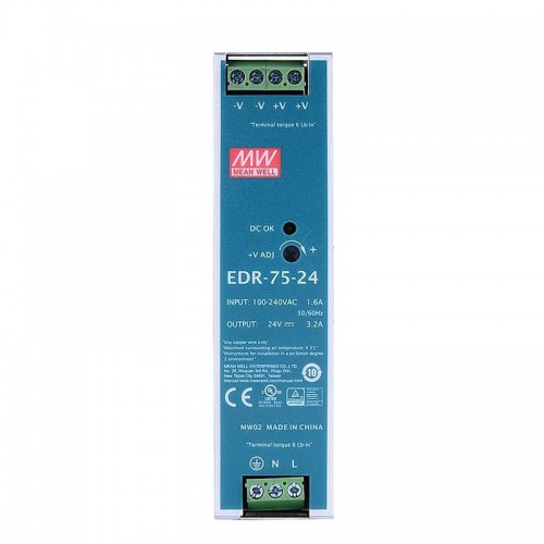 MeanWell EDR-75-24 DIN Rail SMPS Power Supply 24VDC 75W 3.2A