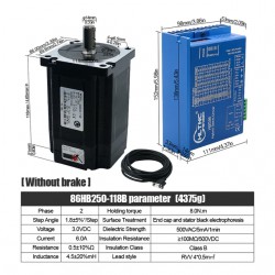 Nema 34 Closed Loop Stepper Motor Kit 86HB250-118B-HBS86 (No Brake) 8N.m with HBS86 Stepper Driver