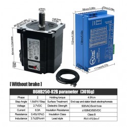 Nema 34 Closed Loop Stepper Motor Kit 86HB250-82B-HBS86 (No Brake) 4.5N.m with HBS86 Stepper Driver