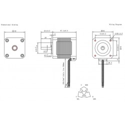 Oukeda NEMA 17 Bipolar Stepper Motor OK423P47-154A 32Ncm 3 Phase 1.5A 1.2 Deg 3 Wires