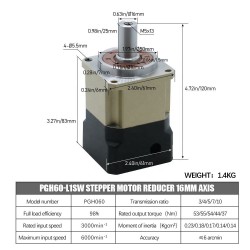 PGH60 Series Helical Planetary Gearbox PGH60-L2SW-Stepper Ratio 12:1 - 100:1 for Nema 23,24 Stepper Motor