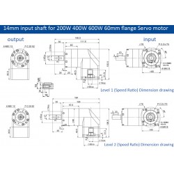 PVE060 Series Nema 23 Right Angle Servo Planetary Gearbox 3:1 - 100:1 Fit Nema 23 Stepper Motor/60mm Servo Motor