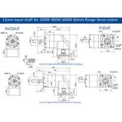 PVE060 Series Nema 23 Right Angle Servo Planetary Gearbox 3:1 - 100:1 Fit Nema 23 Stepper Motor/60mm Servo Motor