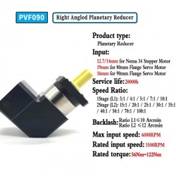 PVF090 Series Nema34 90 Degree Planetary Gearbox Ratio 3:1 - 100:1 for Nema34 Stepper Motor / 90mm Servo Motor