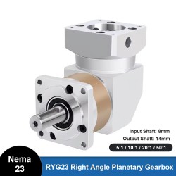RYG23 Series Right Angle Planetary Gearbox Ratio 5:1/10:1/20:1/50:1 for Nema 23 Stepper Motor