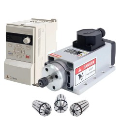 1.5kW VFD Spindle Kit VSK-ASL1.5B Indc. Air Cooled Spindle Motor + Variable Frequency Drive + 13Pcs ER20 Collet