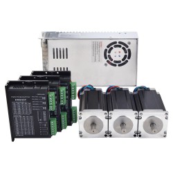 3 Axis CNC Stepper Motor Kit with 3.0Nm Nema 23 Stepper Motor & Driver & Power Supply