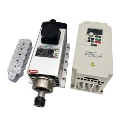 3.5KW VFD Spindle Kit GDZ105X102-3.5 + H100-3.7S2/T4 Indc. Air Cooled Spindle Motor + Variable Frequency Drive + 13Pcs ER20 Collet