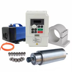 4.5KW VFD Spindle Kit JDG-125S.4.5 + H100-5.5S2/T4-1A Indc. Water Cooled Spindle Motor + VFD + Water Pump + 13Pcs ER25 Collet + Bracket