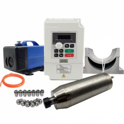 5.5KW VFD Spindle Kit JGD-125-ER32 + H100-5.5 Indc. Water Cooled Spindle Motor + VFD + Water Pump + 13Pcs ER32 Collet + Bracket