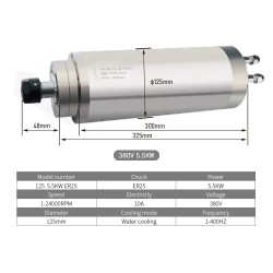 5.5KW Water Cooled Spindle Motor OSP001429 ER25 Collet 220V/380V 24000RPM
