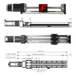 Double Guide Rails Ball Screw Linear Stage Module FSK80 Screw Driven Linear Actuator 100-1000mm with NEMA24 Stepper Motor