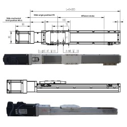 Double Rail Linear Actuator FCH90 Ball Screw Linear Slide Rail 50-1100mm with 750W Servo Motor