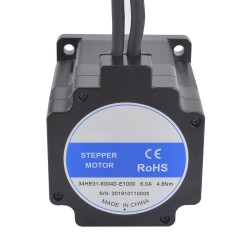 E Series Nema 34 Closed Loop Stepper Motor 34HE31-6004D-E1000 1.8 deg 4.8Nm Encoder 1000CPR