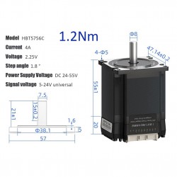 HBT57 Series Nema 23 Closed Loop Integrated Stepper Motor 1.2Nm/2Nm/3Nm with Drive 1000 Line Encoder