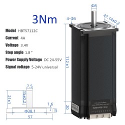HBT57 Series Nema 23 Closed Loop Integrated Stepper Motor 1.2Nm/2Nm/3Nm with Drive 1000 Line Encoder