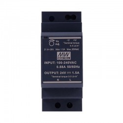 Meanwell HDR-30-24 36W 24VDC 1.5A Ultra Slim Step Shape DIN Rail SMPS Power Supply