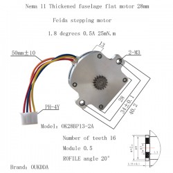 Nema 11 Flat Pancake Stepper Motor OK28BP13-2A 1.8 Deg 2.5Ncm 0.5A 28×28×13mm 4 Wires