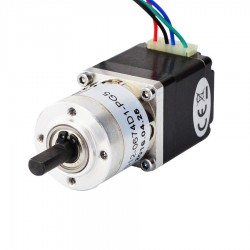 Nema 11 Geared Stepper Motor 11HS12-0674D1-PG5 0.67A with Rear Shaft, 5.18:1 Planetary Gearbox, 0.28Nm Output Holding Torque