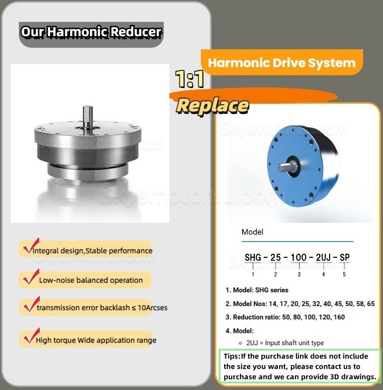 ZXJ Series 30:1/50:1/80:1/100:1 Harmonic Gearbox 30 Arcsec