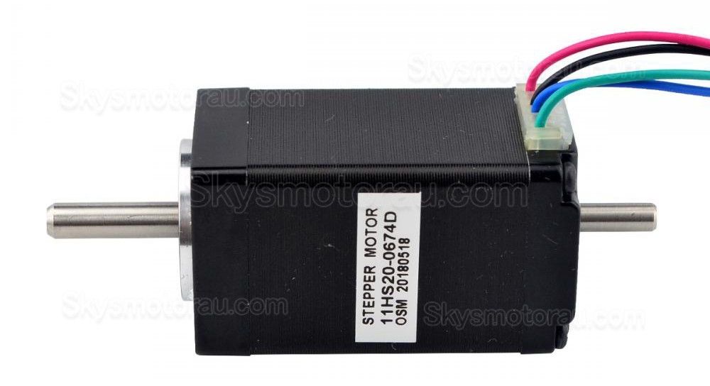 NEMA 11 Bipolar Stepper Motor 11HS20-0674D Dual Shaft 12Ncm 0.67A 1.8deg 28&times;28&times;51mm 4-Wire