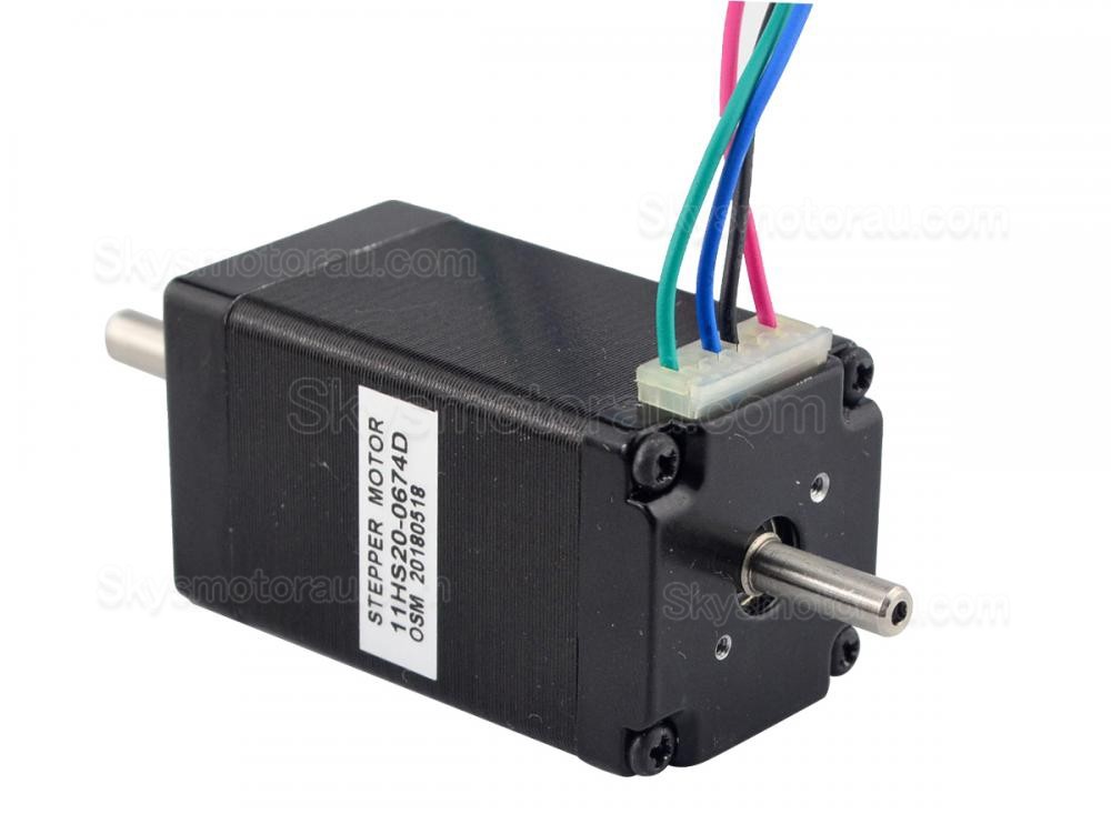 NEMA 11 Bipolar Stepper Motor 11HS20-0674D Dual Shaft 12Ncm 0.67A 1.8deg 28&times;28&times;51mm 4-Wire