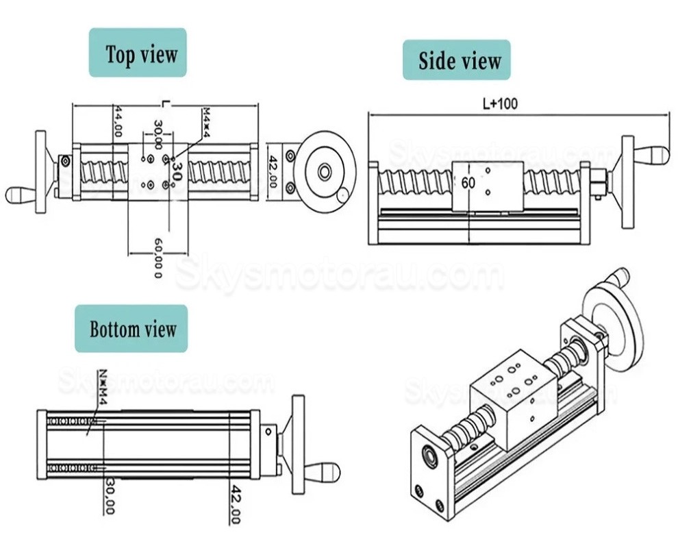 Manual Linear Slides Actuator DXG6042 Mini Manual Ballscrew Slide Table with Handwheel