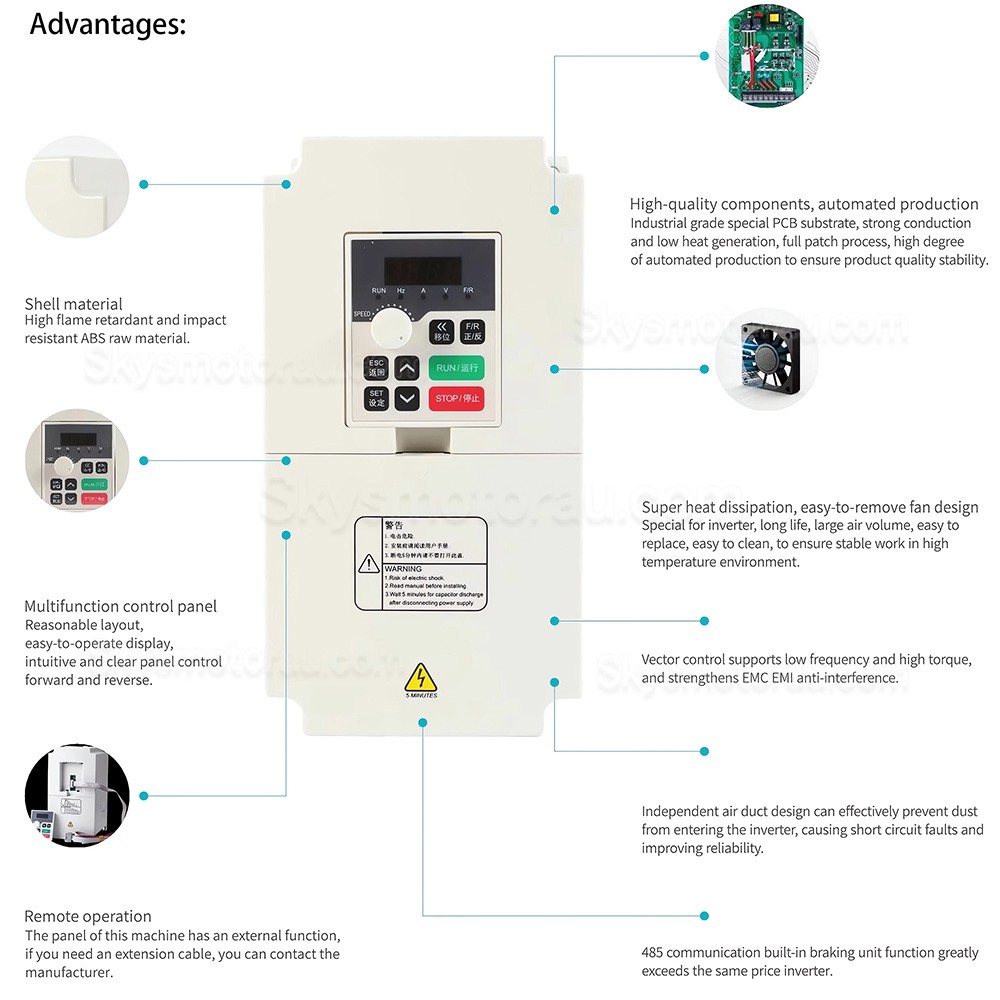 2.2KW VFD Spindle Kit 80-2.2KW-ER20 + H100-2.2 Indc. Air Cooled Spindle Motor + Variable Frequency Drive + 13Pcs ER20 Collet