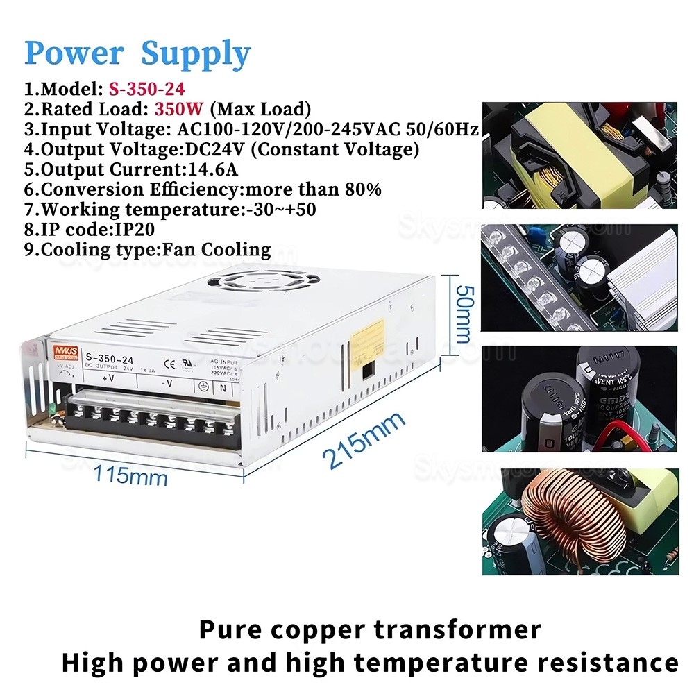 Nema 23 Closed Loop Stepper Motor Kit with 57HB250 Motor + HB8080C Driver + S350-24 Power Supply