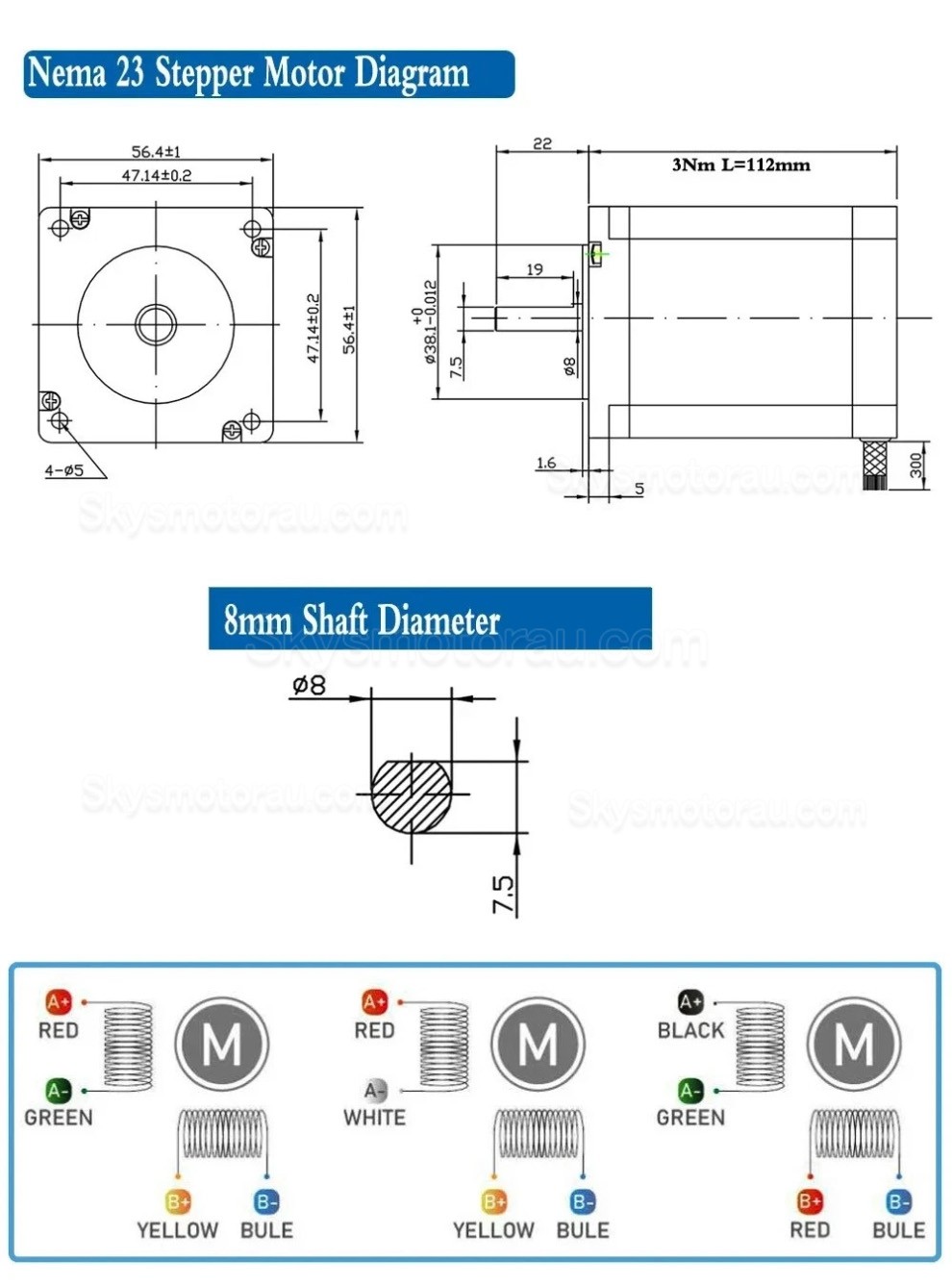 3 Axis CNC Stepper Motor Kit with 3Nm Nema 23 Stepper Motor & Motor Driver & Power Supply