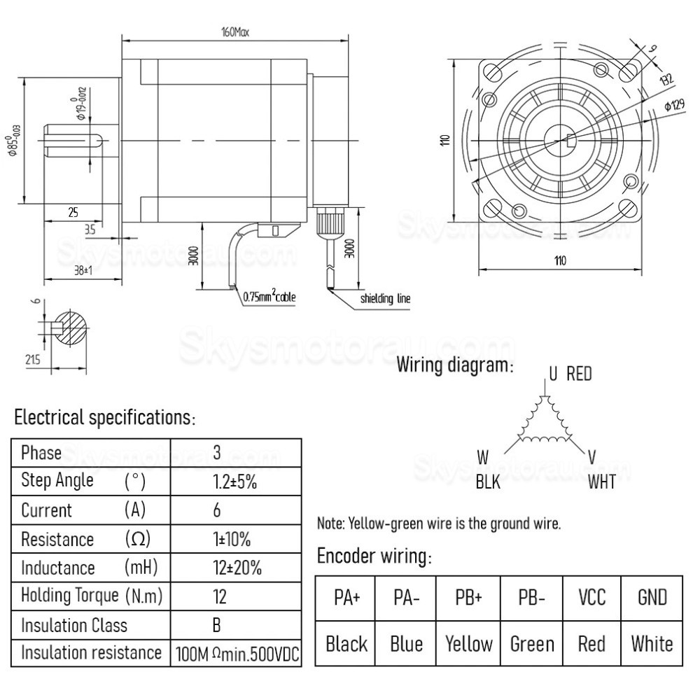 NEMA 42 Closed Loop Stepper Motor Kit with 12/16/20N.m Motor & 110J12135EC-1000 Driver