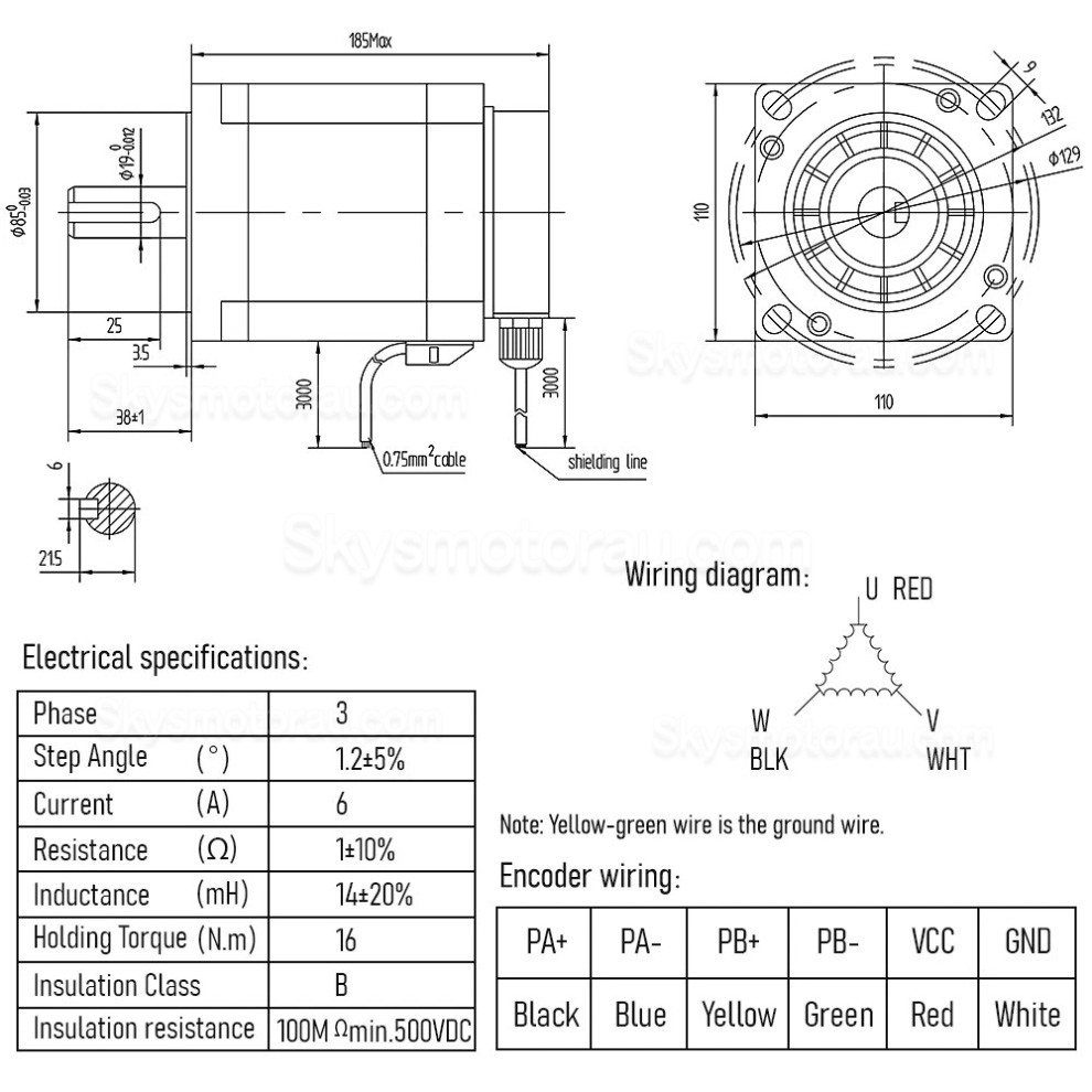 NEMA 42 Closed Loop Stepper Motor Kit with 12/16/20N.m Motor & 110J12135EC-1000 Driver