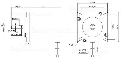 Nema 23 Bipolar Stepper Motor 23HS22-2804S 1.26Nm 2.8A 1.8 deg 57&times;57&times;52mm 4 Wires