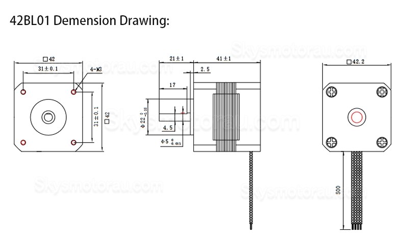 24VDC Brushless DC Motor OSP001474 3 Phase 8 Poles 6.3Ncm/12.5Ncm/18.8Ncm 4000RPM BLDC Motor