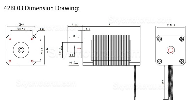 24VDC Brushless DC Motor OSP001474 3 Phase 8 Poles 6.3Ncm/12.5Ncm/18.8Ncm 4000RPM BLDC Motor