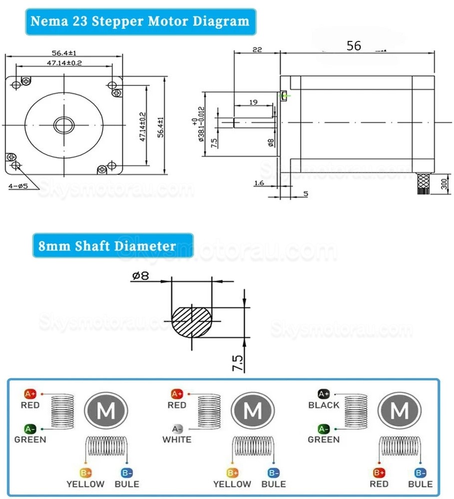 Nema 23 Stepper Motor 57HS5630A4 1.2Nm 3A 4-Wires 1.8 Deg for 3D printer CNC Router