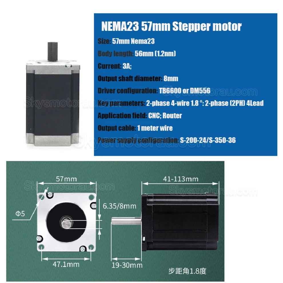 Ballscrew Motorized Linear Slides Actuator Kit 1.2Nm/2Nm/3Nm Stroke 100mm - 300mm with Nema 23 Motor, Driver & Power Supply