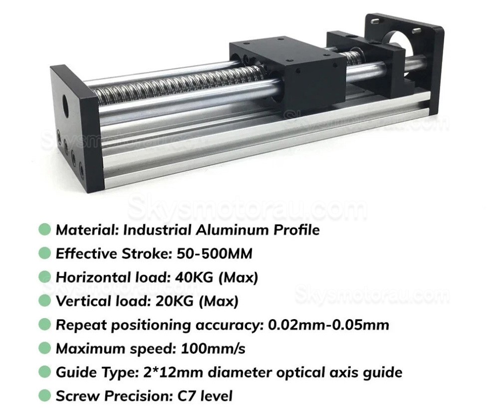 Ballscrew Motorized Linear Slides Actuator Kit 1.2Nm/2Nm/3Nm Stroke 100mm - 300mm with Nema 23 Motor, Driver & Power Supply