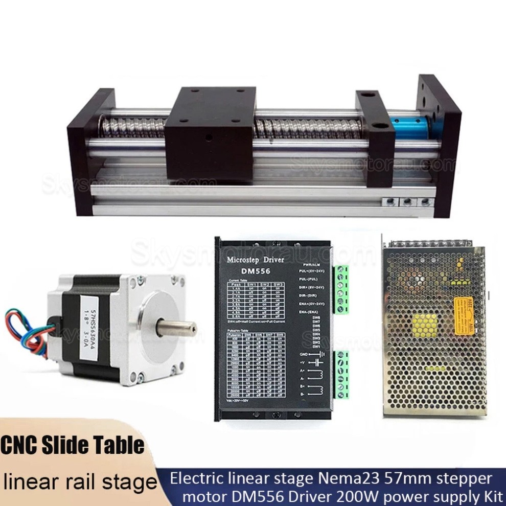 Ballscrew Motorized Linear Slides Actuator Kit 1.2Nm/2Nm/3Nm Stroke 100mm - 300mm with Nema 23 Motor, Driver & Power Supply