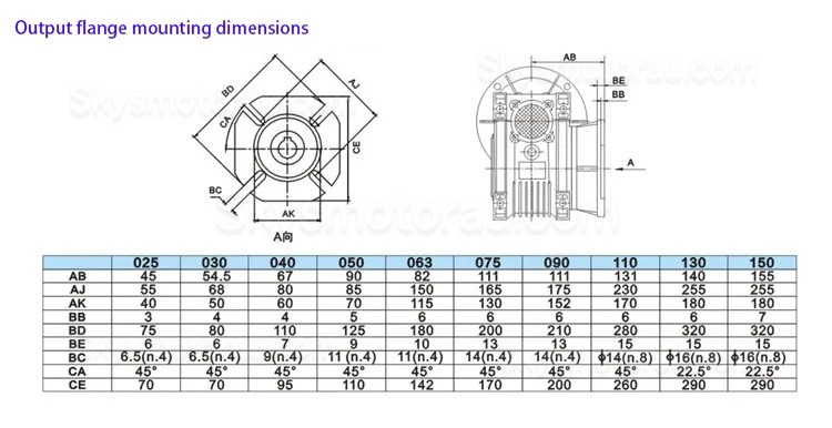 NMRV050 80B14 Worm Drive Gearbox Ratio 10:1/15:1/20:1/25:1/30:1/50:1/60:1/80:1/100:1 Input Bore 19mm