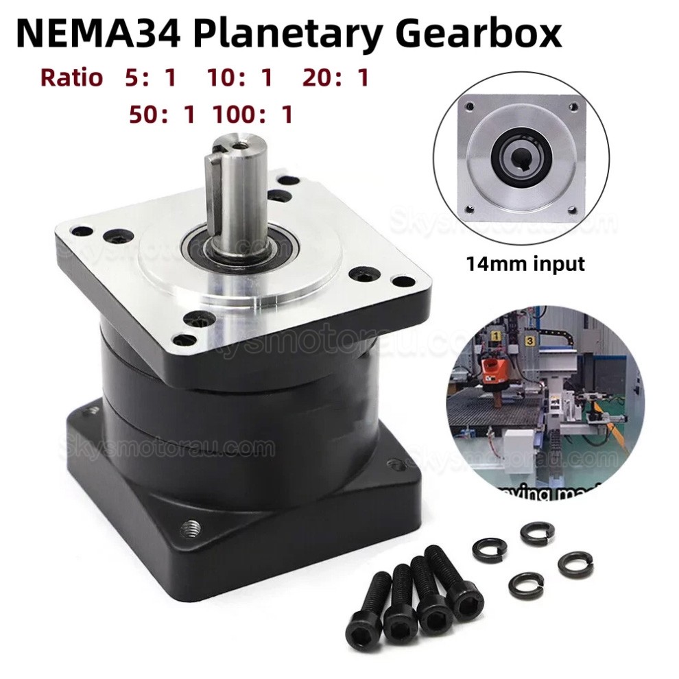 86PX Series Nema 34 Planetary Gear Box Ratio 5:1 - 100:1 for 86mm Stepper Motor