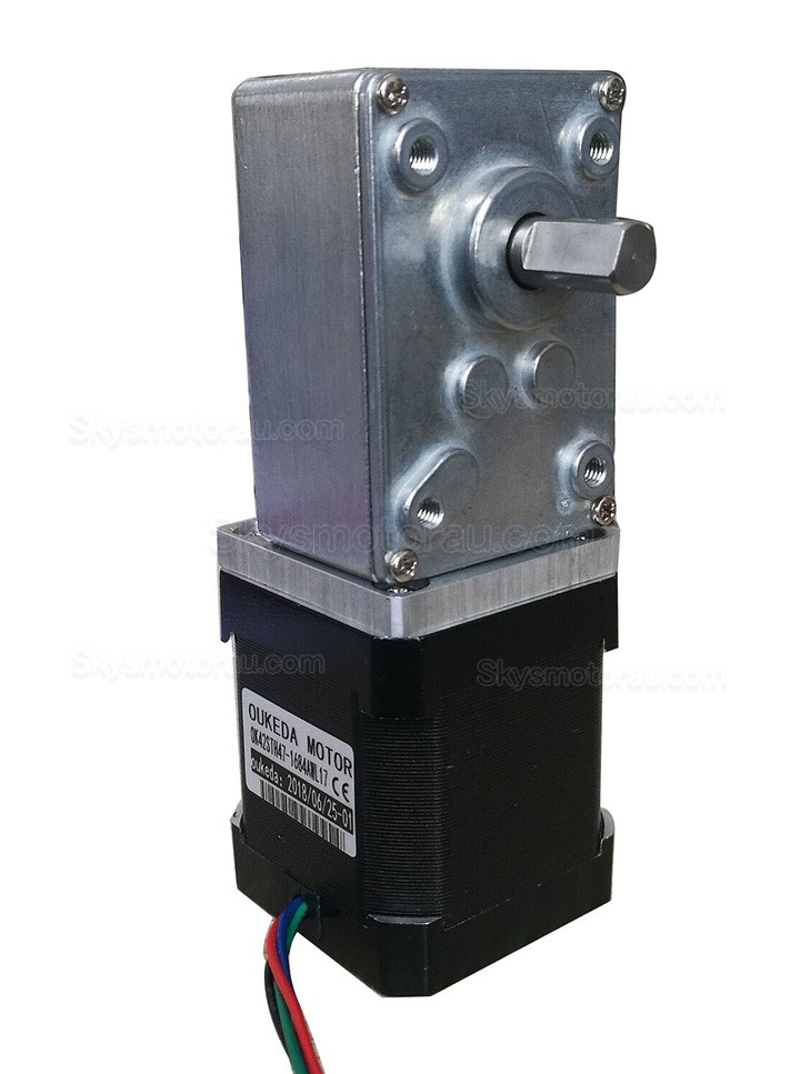 Oukeda Nema 17 Worm Gearbox Stepper Motor OSP001485 with 17:1/30:1/50:1/75:1/100:1/290:1/500:1 Worm Gearbox