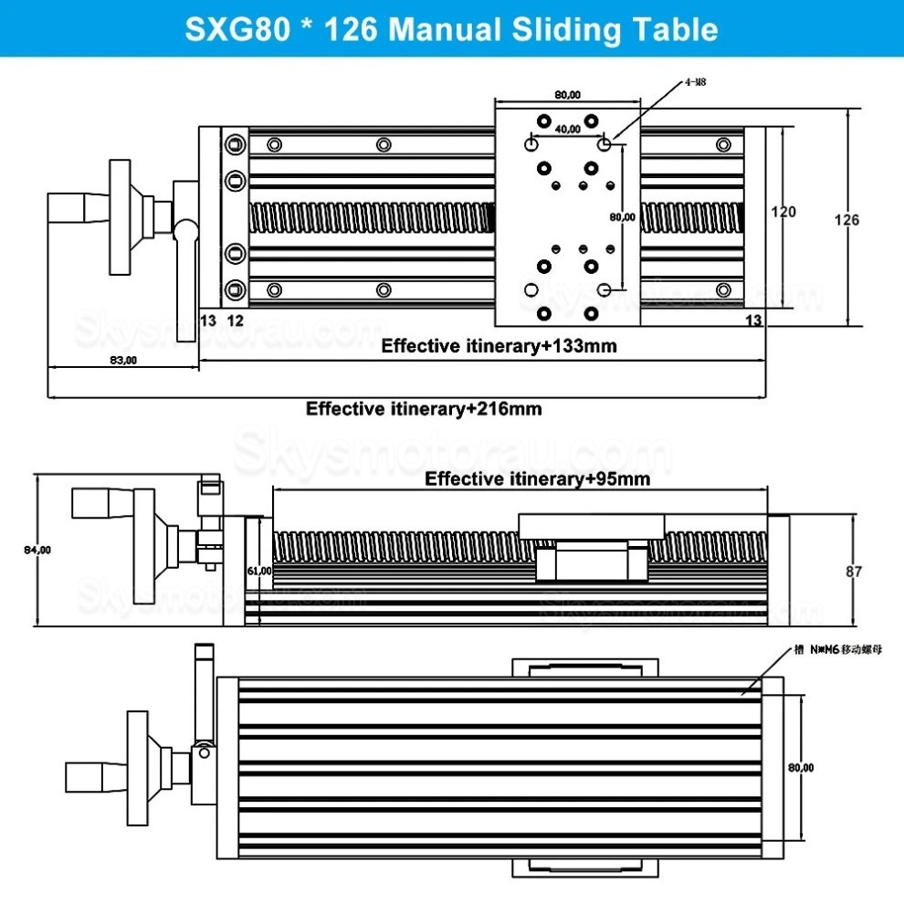 Heavy Duty Linear Slide Rails SXG80&times;120 Ballscrew CNC Linear Table Slide Fit Nema23 / 34 Motor
